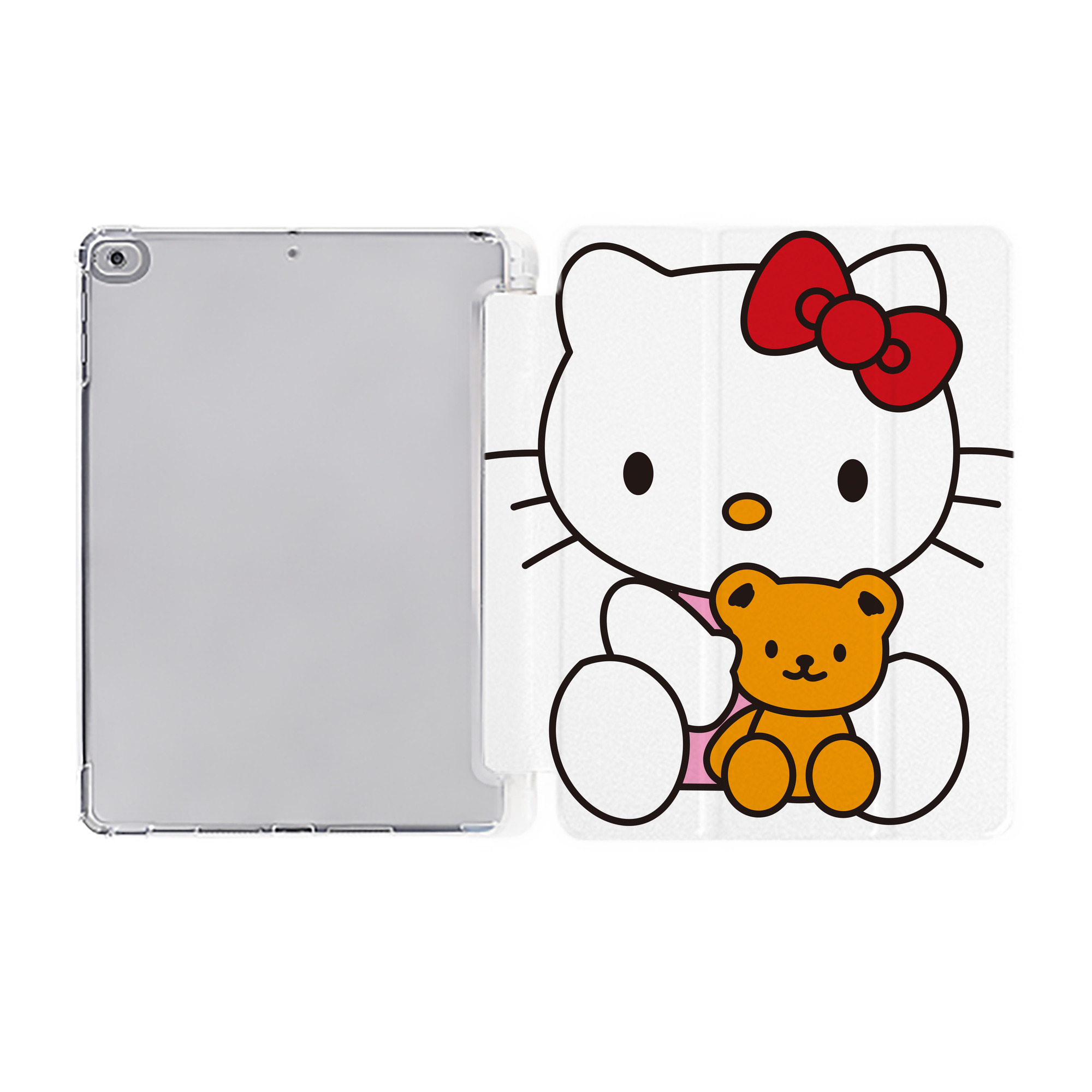 （画像用） Hello Kitty ハローキティ IPad ケース ペン収納付き 三つ折りスタンド PUレザー×シリコン 対応機種9.5/10.5/10.9インチ